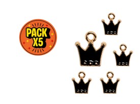 Dije Esmaltado Coronas Negras Doradas